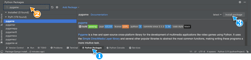 Figure 10: Installing Packages in PyCharm